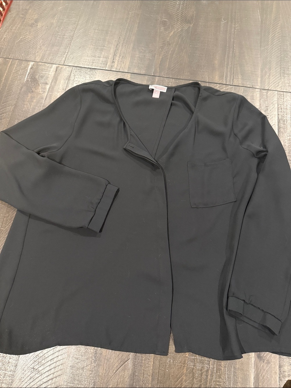 Chelsea28 Black Button-Front Blouse Size M